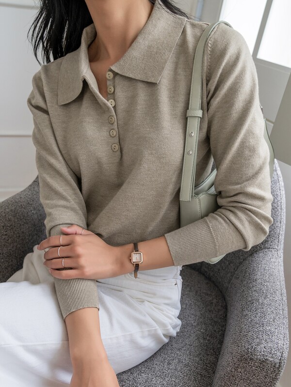 DAZY 1pc Women Solid Color Long Sleeve Sweater, Business Casual Style For Autumn,Long Sleeve Tops,Fall Women Clothes