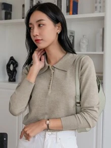 DAZY Polo Neck Ribbed Knit Jumper