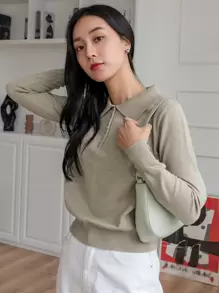 DAZY Polo Neck Ribbed Knit Jumper