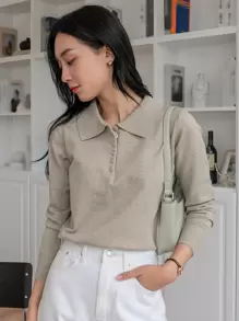 DAZY Polo Neck Ribbed Knit Jumper