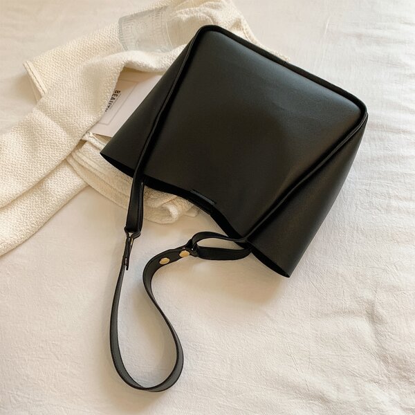 

Minimalist Textured Square Bag, Black