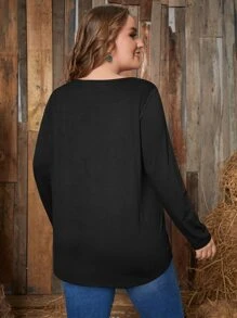 EMERY ROSE Áo thun Plus size màu trơn Giải trí - màu đen - Xem 2