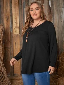 EMERY ROSE Áo thun Plus size màu trơn Giải trí - màu đen - Xem 5