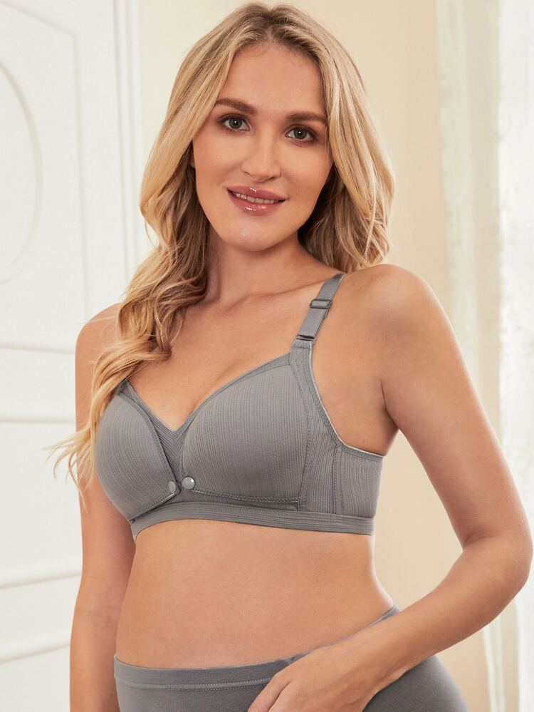 Maternity Wireless Nursing Bra - Grey - View 3