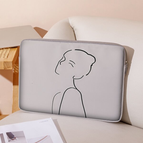 

14 Inch Figure Graphic Laptop Bag, Light grey