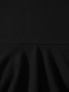 嬰兒娃娃領燈籠袖補丁細節洋裝 - 黑色 - 查看 5