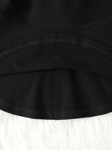 嬰兒娃娃領燈籠袖補丁細節洋裝 - 黑色 - 查看 6