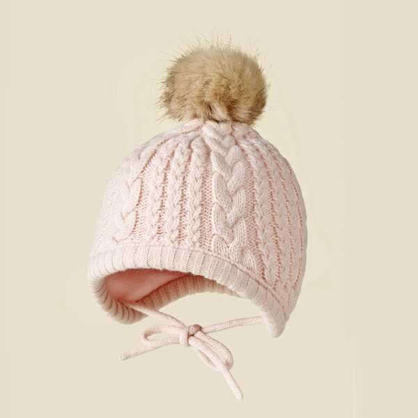 

Toddler Girls Pom Pom Decor Beanie, Pink