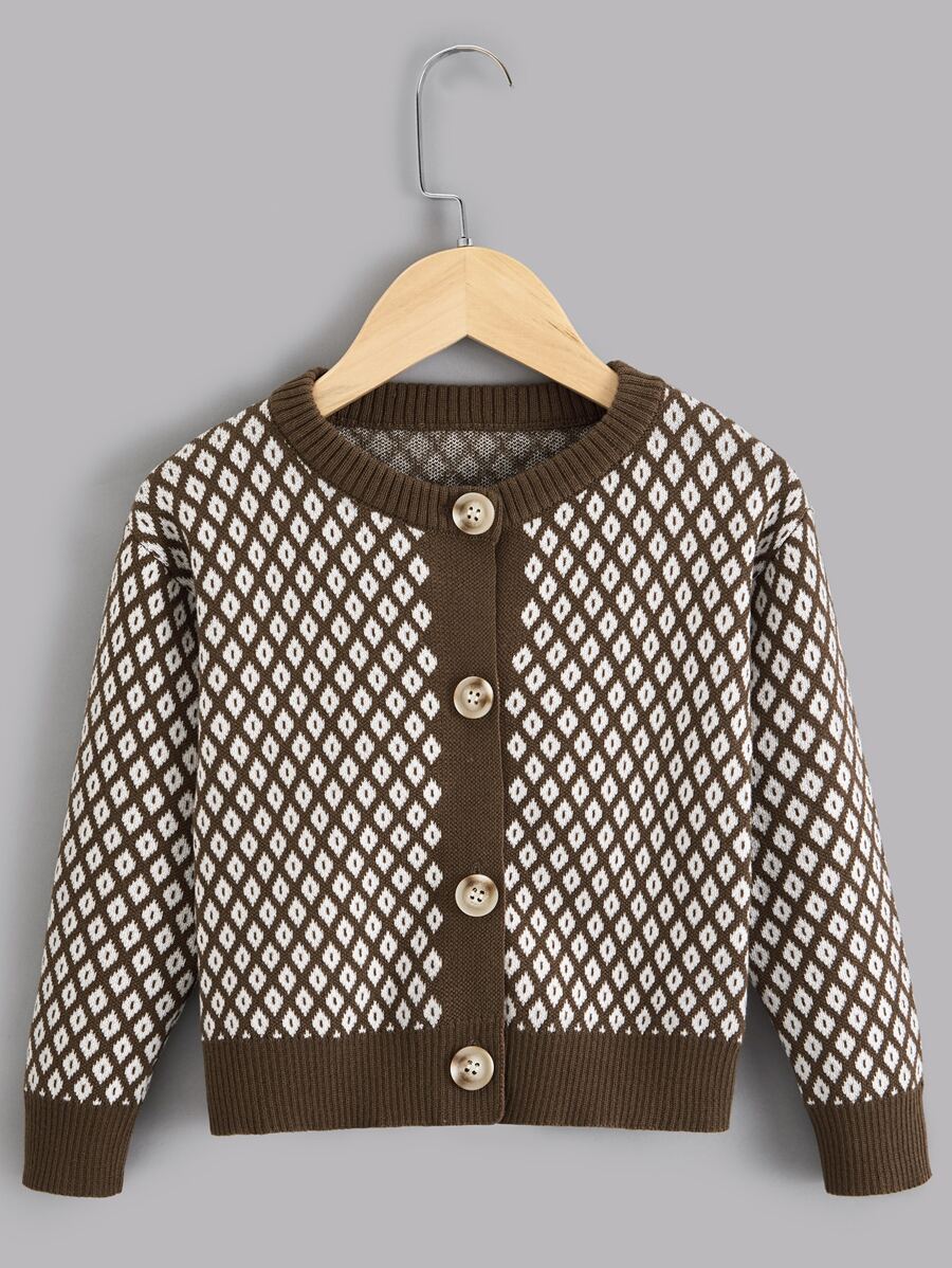 Toddler Boys Argyle Pattern Button Front Cardigan - Multicolor - View 1