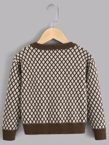 Toddler Boys Argyle Pattern Button Front Cardigan - Multicolor - View 2