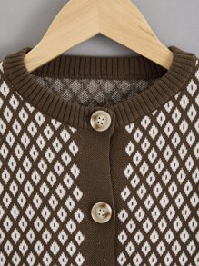 Toddler Boys Argyle Pattern Button Front Cardigan - Multicolor - View 3