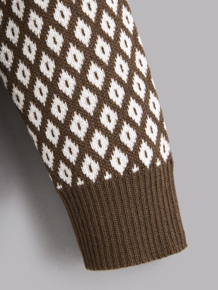 Niñitos Cárdigan con patrón de rombo con botón delantero - Multicolor - Añade 4