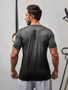 Camiseta deportiva para hombre con gráfico de letras estilo novio - Multicolor - Ver 2