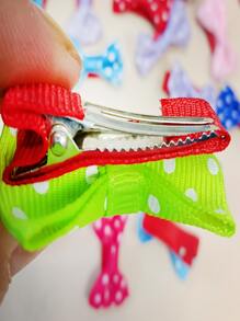 10pcs Bow Decor Random Pet Hair Clip - Multicolor - View 4