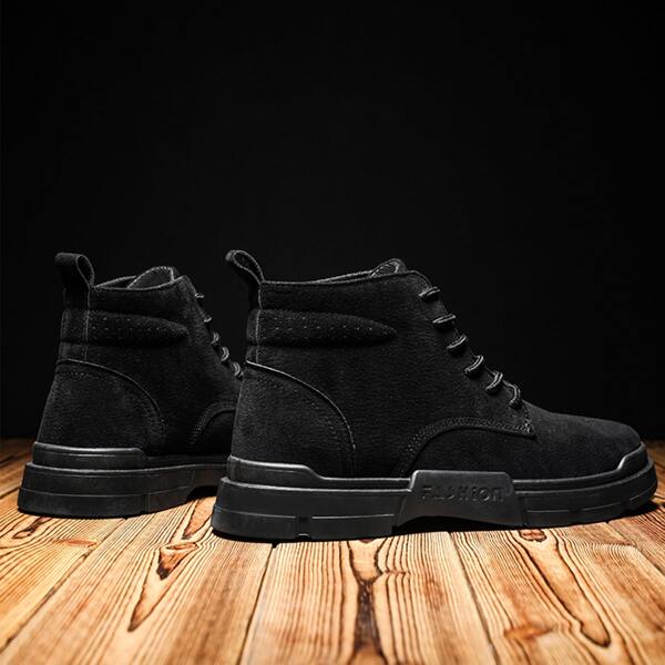 

Men Letter Graphic Combat Boots, Black