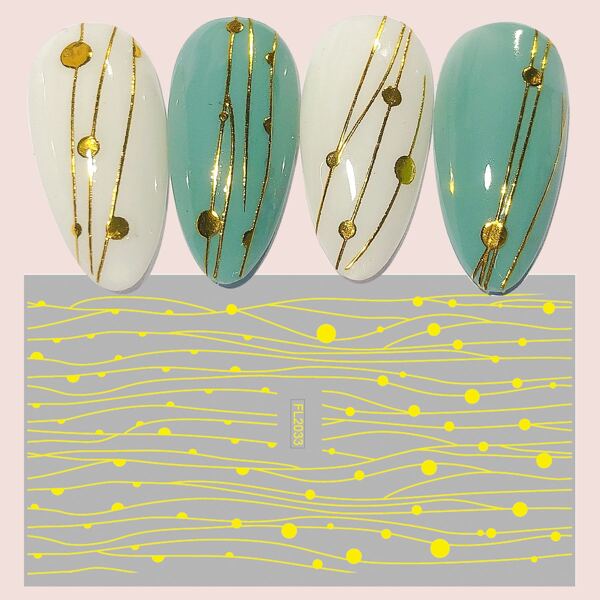 

1sheet Line Art Nail Art Sticker, Gold