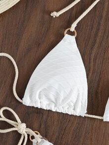 Micro Triangle Thong Bikini - White - View 3