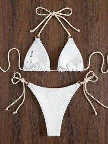 Micro Triangle Thong Bikini - White - View 5