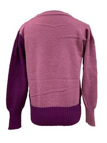 袖子撞色幾何圖案套頭衫毛衣 - 粉色 - 查看 2