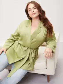 MOTF PREMIUM PLUS WRAP BELTED BLAZER - Lime Green - View 1