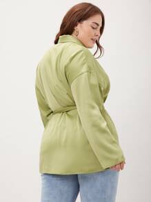 MOTF PREMIUM PLUS WRAP BELTED BLAZER - Lime Green - View 2
