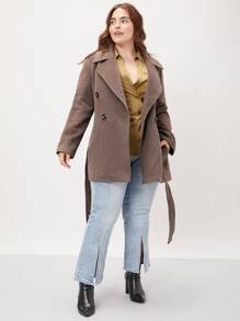 MOTF PREMIUM PLUS WOOL BLEND BELTED OVERCOAT - Mocha Brown - View 1