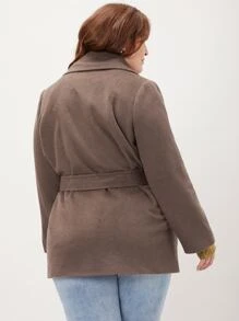 MOTF PREMIUM PLUS WOOL BLEND BELTED OVERCOAT - Mocha Brown - View 2