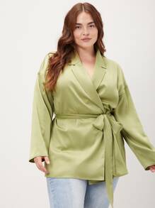 MOTF PREMIUM PLUS WRAP BELTED BLAZER - Lime Green - View 8
