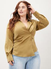 MOTF PREMIUM PLUS FITTED WRAP SHIRT - Olive Green - View 3