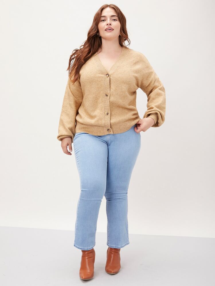 MOTF PREMIUM PLUS BALLOON SLEEVE CARDIGAN - Khaki - View 4