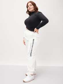 SHEIN EZwear Plus Modal Fitted Cropped T-Shirt - Black - View 1