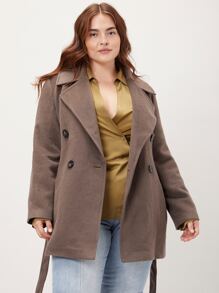 MOTF PREMIUM PLUS WOOL BLEND BELTED OVERCOAT - Mocha Brown - View 4