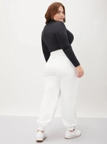 SHEIN EZwear Plus Modal Fitted Cropped T-Shirt - Black - View 2