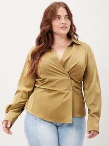 MOTF PREMIUM PLUS FITTED WRAP SHIRT - Olive Green - View 5