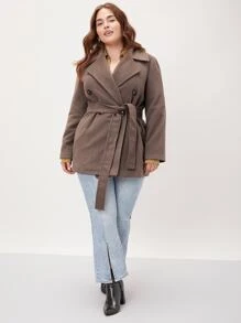 MOTF PREMIUM PLUS WOOL BLEND BELTED OVERCOAT - Mocha Brown - View 5