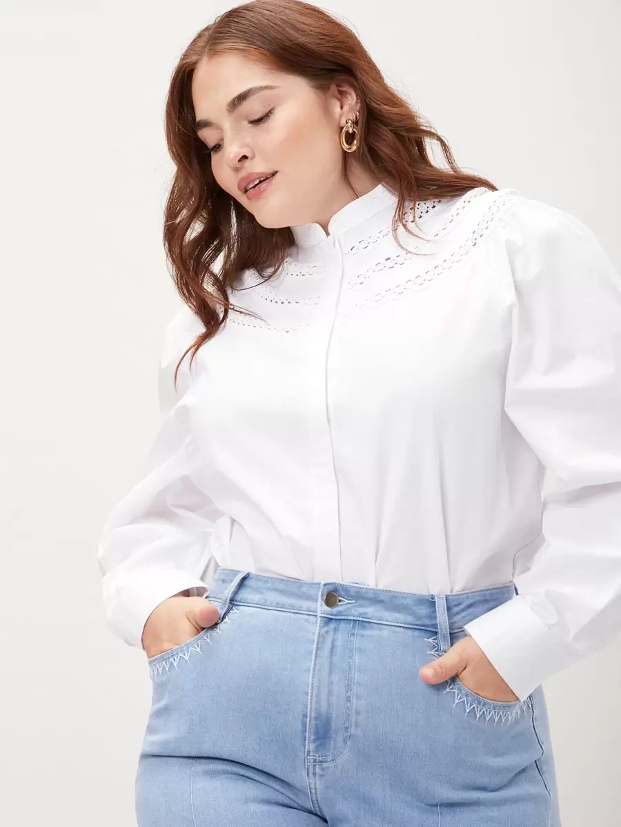 MOTF PREMIUM Blusa de manga farol - Blanco - Ver 1