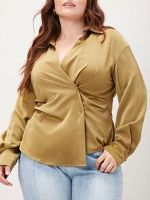 MOTF PREMIUM PLUS FITTED WRAP SHIRT - Olive Green - View 7