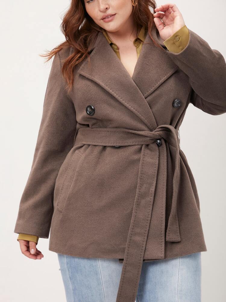 MOTF PREMIUM PLUS WOOL BLEND BELTED OVERCOAT - Mocha Brown - View 7