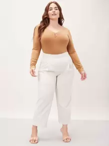 MOTF PREMIUM 大碼合身鏤空T恤 - 駝色 - 查看 5