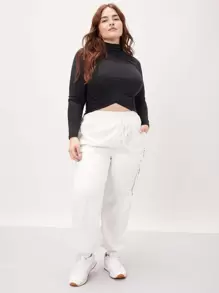 SHEIN EZwear Plus Modal Fitted Cropped T-Shirt - Black - View 7
