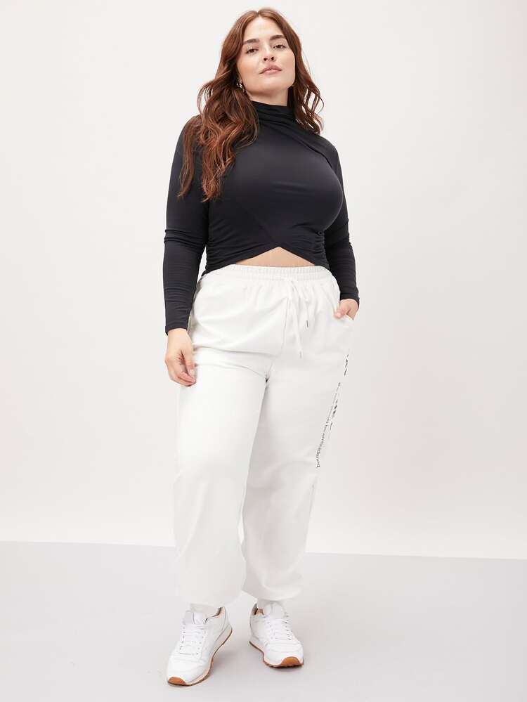 SHEIN EZwear Plus Modal Fitted Cropped T-Shirt - Black - View 7