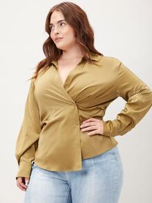 MOTF PREMIUM PLUS FITTED WRAP SHIRT - Olive Green - View 10