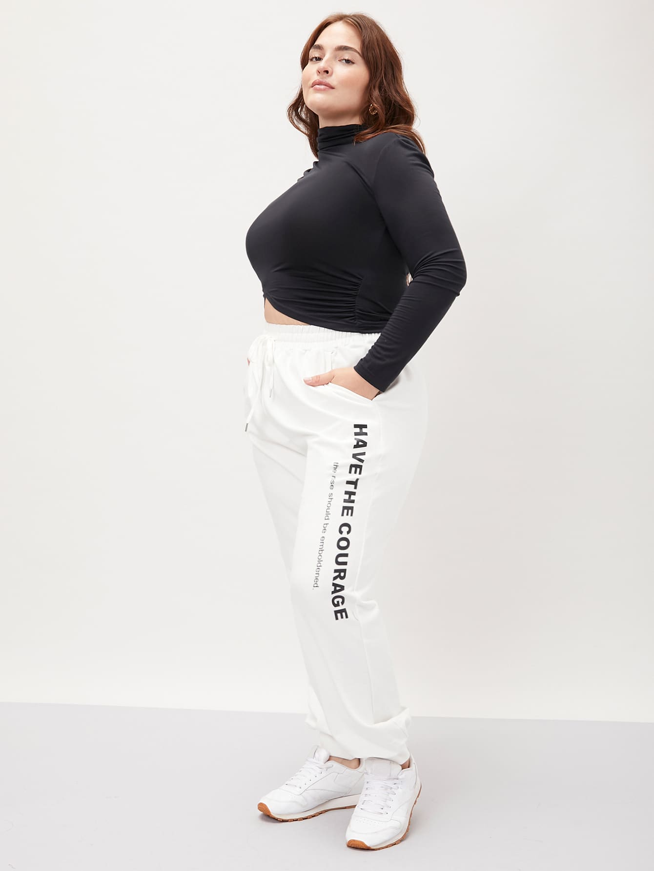 SHEIN EZwear Plus Modal Fitted Cropped T-Shirt - Black - View 10