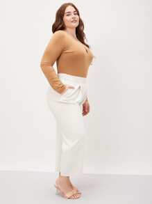 MOTF PREMIUM 大碼合身鏤空T恤 - 駝色 - 查看 9