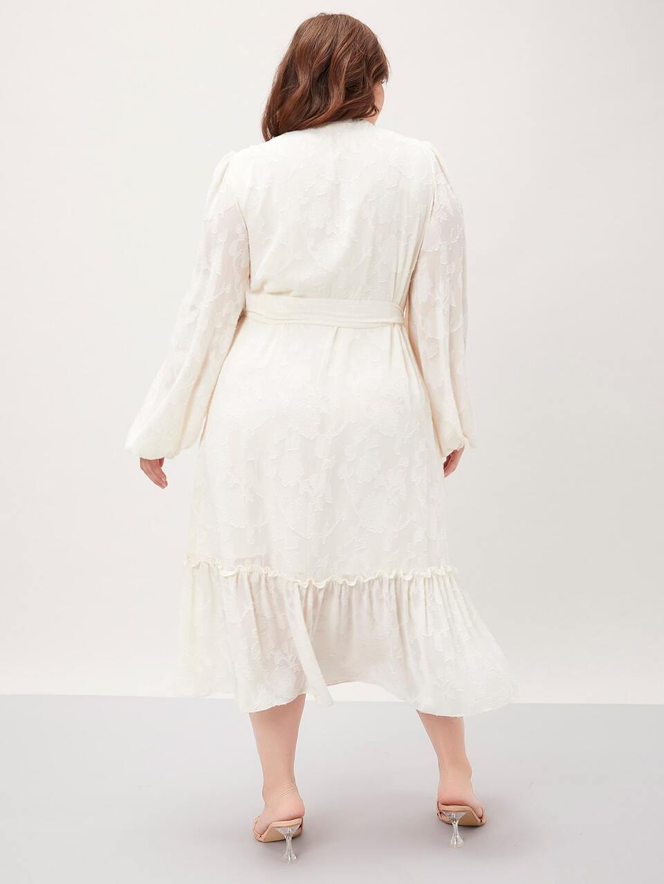 MOTF PLUS APPLIQUES BELTED SHIRT DRESS