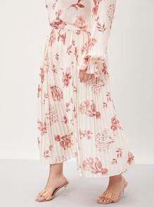 MOTF PREMIUM 大碼花卉圖案百褶半身裙