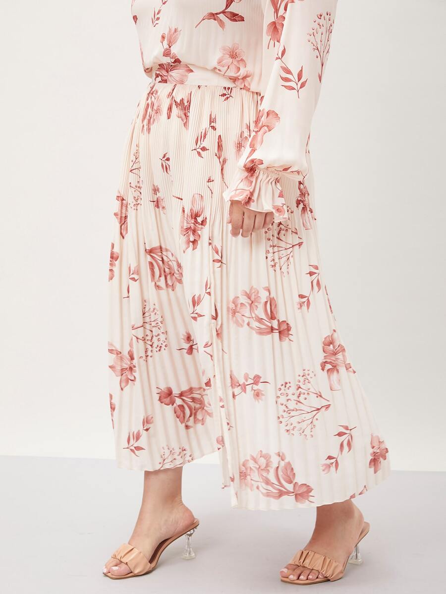 MOTF PREMIUM 大碼花卉圖案百褶半身裙