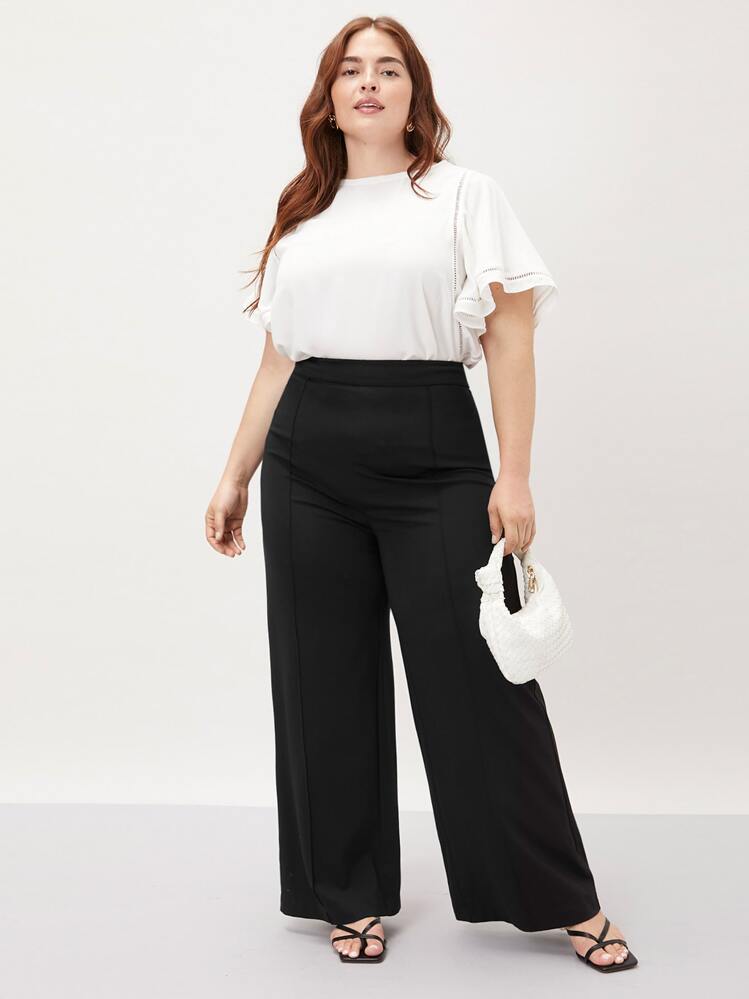 MOTF PREMIUM Pantalones viscosa pierna ancha - Negro - Añade 1