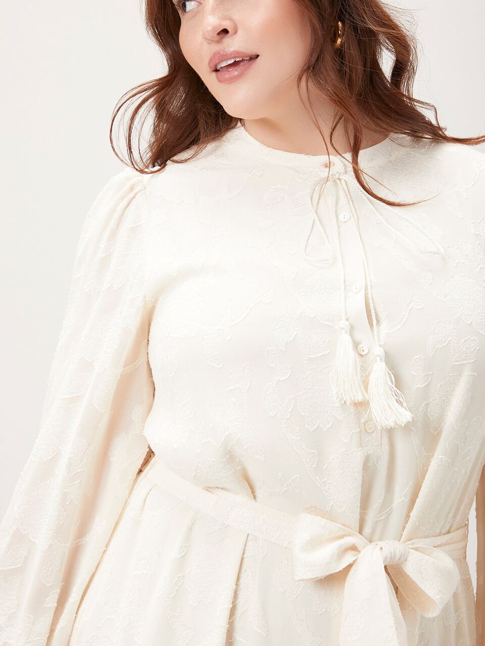 MOTF PLUS APPLIQUES BELTED SHIRT DRESS