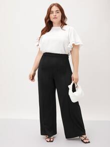 MOTF PREMIUM PLUS VISCOSE WIDE-LEG TROUSERS - Black - View 5